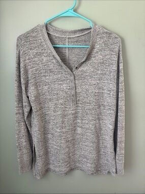 Abercrombie & Fitch Gray V-Neck Henley Sweater